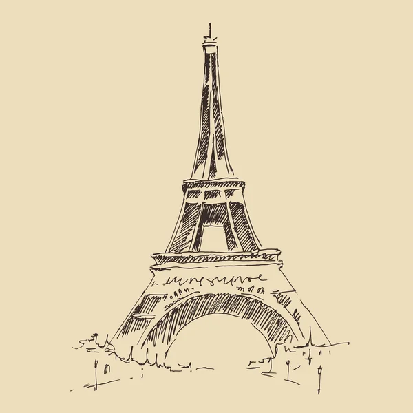 Tour Eiffel dessinée à la main — Image vectorielle