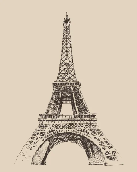 Tour Eiffel dessinée à la main — Image vectorielle