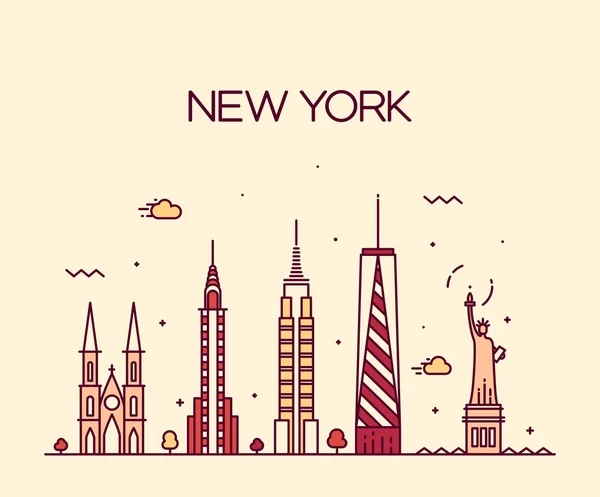 Mão desenhada cidade de Nova York — Vetor de Stock
