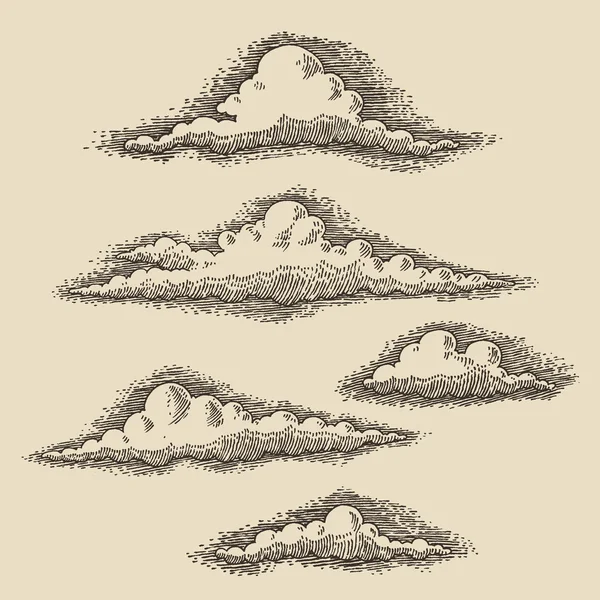 Hand drawn clouds sketch — Stock Vector