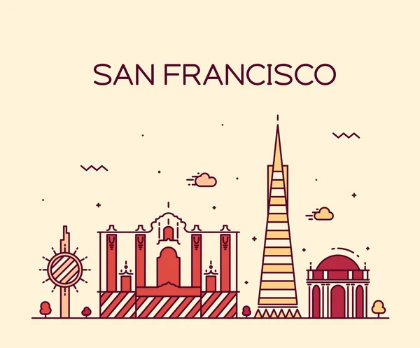 Ciudad de San Francisco Skyline — Vector de stock