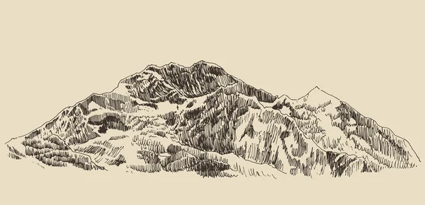 Contours dessinés à la main des montagnes — Image vectorielle