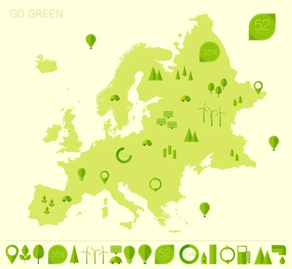 Mapa Evropa s eco prvky — Stockový vektor