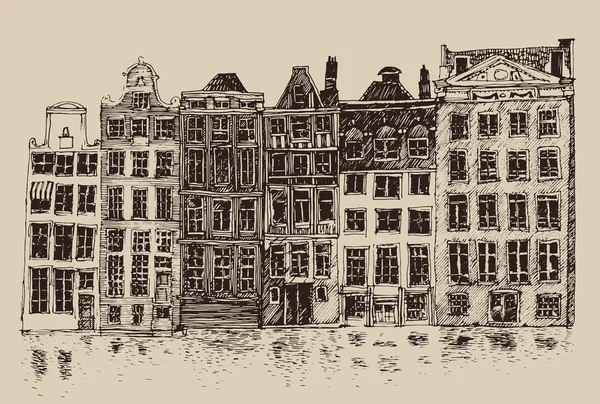 Mão desenhada Amsterdam cidade — Vetor de Stock