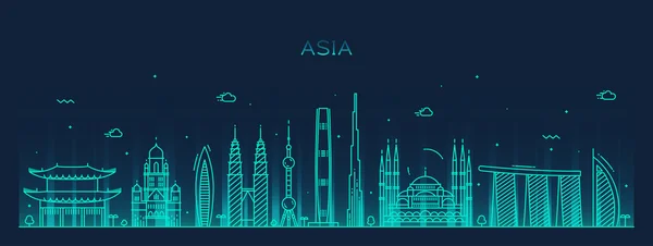 Asia skyline sziluett — Stock Vector