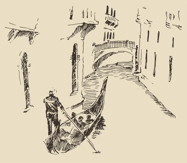 Strade disegnate a mano a Venezia — Vettoriale Stock