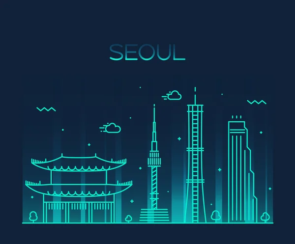 Seoul City skyline siluett — Stock vektor