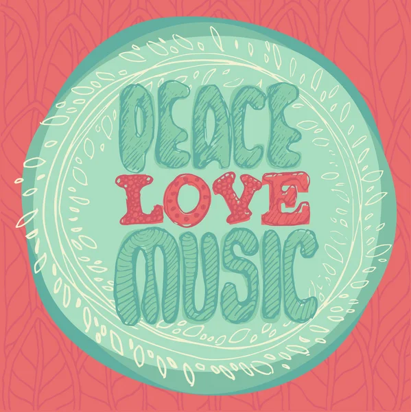 Frieden Liebe Musik Emblem — Stockvektor