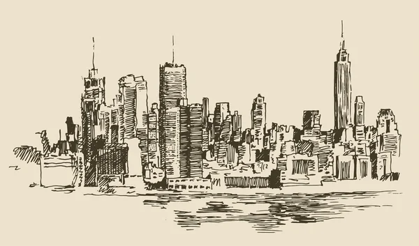 Hand getekend New York city — Stockvector