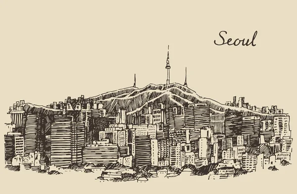 Esboço de Seul City — Vetor de Stock