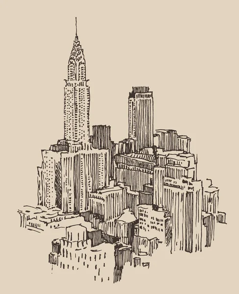 Ciudad de Nueva York dibujada a mano — Vector de stock