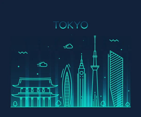 Tokyo città skyline silhouette — Vettoriale Stock