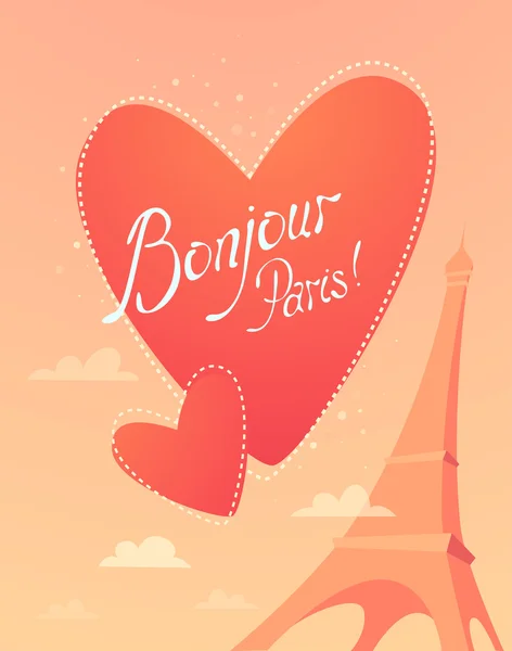 Αγάπη στο Παρίσι κάρτα — Διανυσματικό Αρχείο