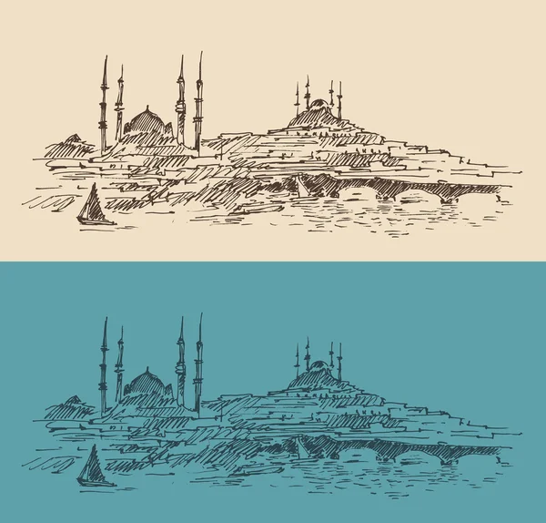 Ciudad de Estambul dibujada a mano — Vector de stock