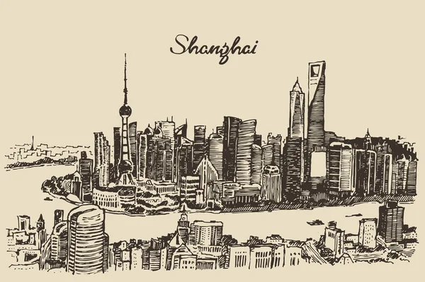 Shanghai City vázlat — Stock Vector