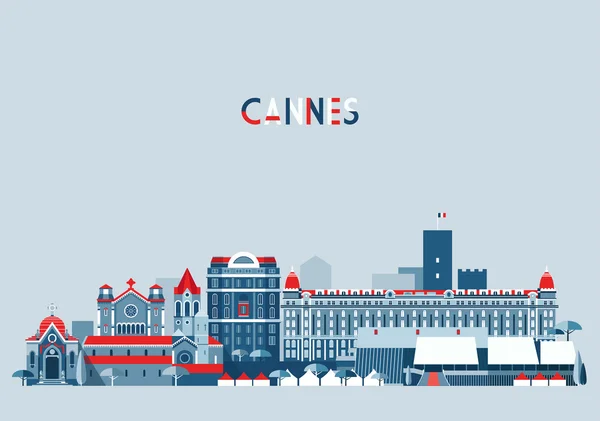 Ciudad de Cannes skyline — Vector de stock