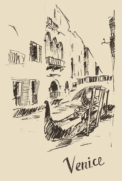 Strade disegnate a mano a Venezia — Vettoriale Stock