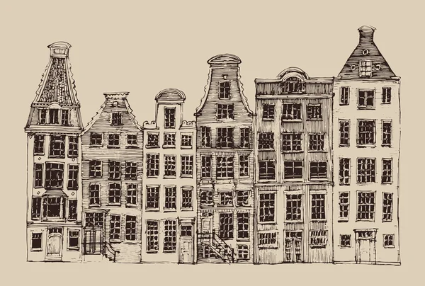 Città di Amsterdam disegnata a mano — Vettoriale Stock