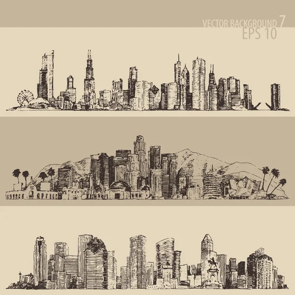 Ciudad dibujada a mano conjunto — Vector de stock