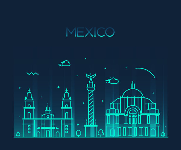 Mexico City skyline silhouette