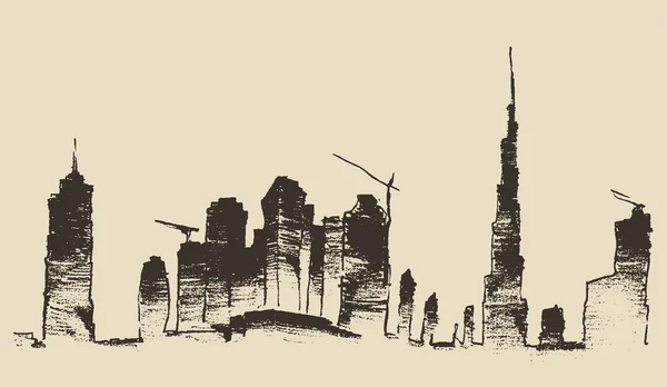 Silhouette skyline de Dubaï — Image vectorielle