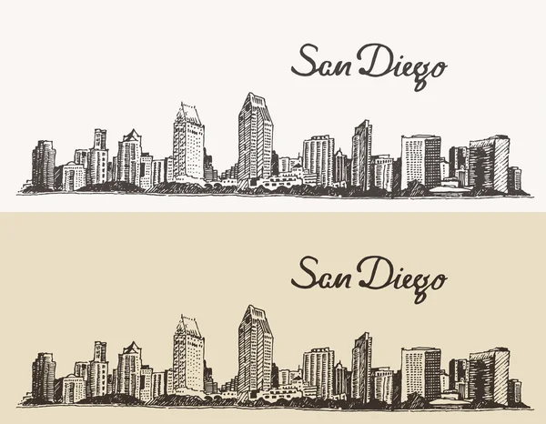 Skiss av San Diego city — Stock vektor