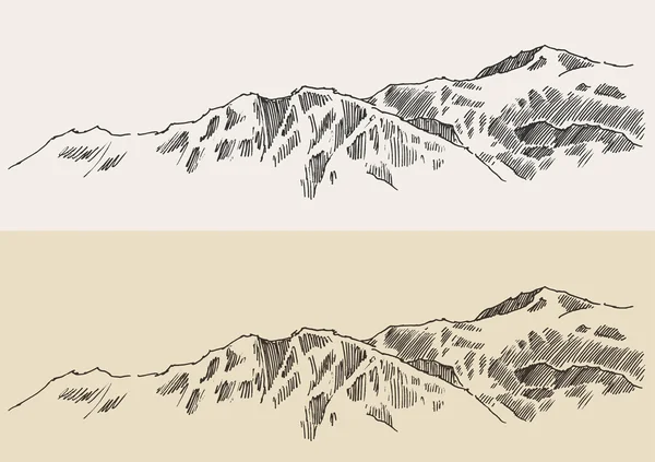 Contornos desenhados à mão das montanhas —  Vetores de Stock