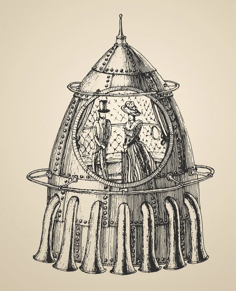 Dampfpunk-Rakete — Stockvektor