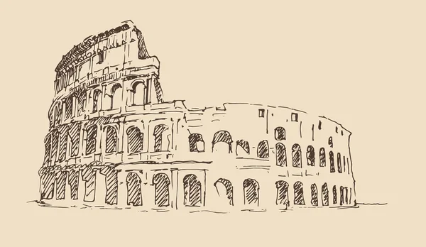 Hand dras Colosseum i Rom — Stock vektor