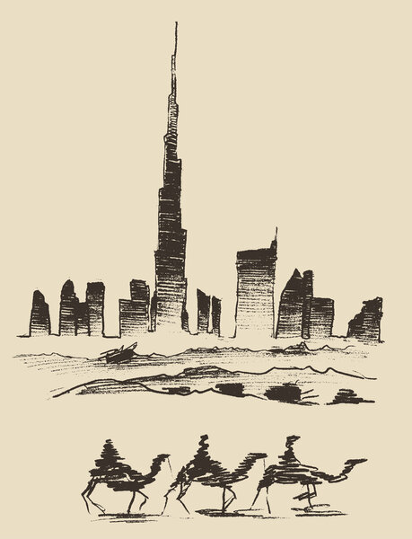 Караван верблюдов с Дубаем
