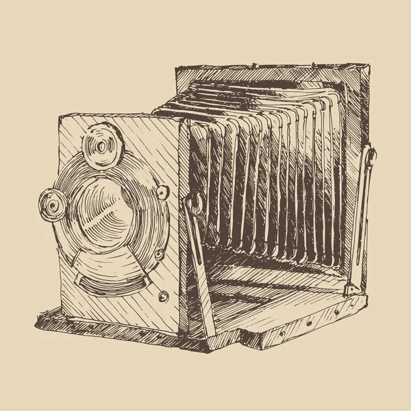 Hand drawn old photo camera — Stock Vector