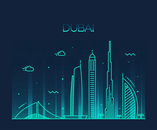 Dubai city siluett — Stock vektor