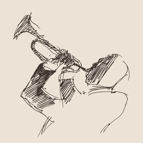 Man die trompet speelt — Stockvector