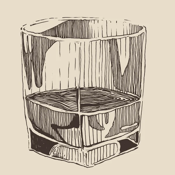 Verre de whisky dessiné à la main — Image vectorielle