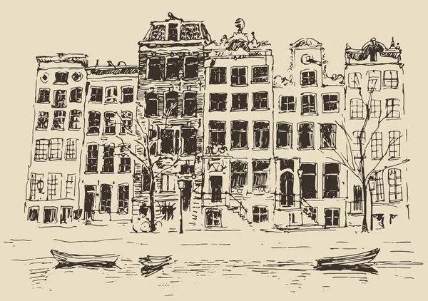 Dessiné à la main Amsterdam ville — Image vectorielle