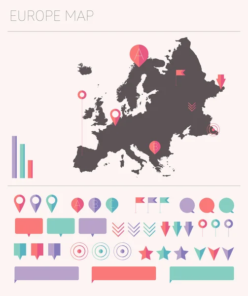 인포 그래픽으로 유럽 지도 — 스톡 벡터