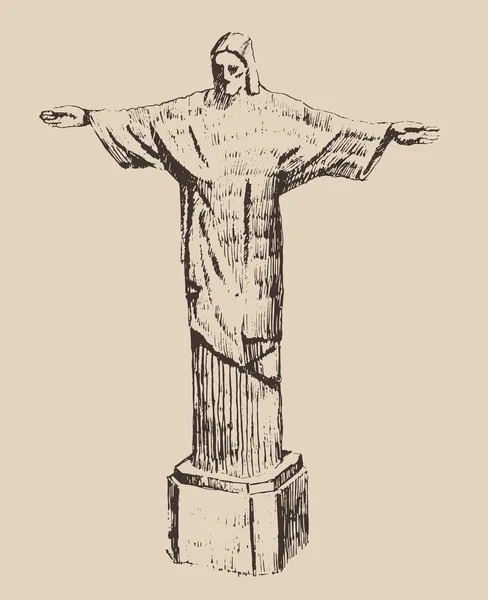 Estatua de Jesucristo en Río — Vector de stock