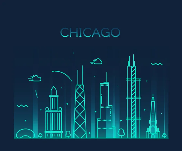 Chicago stad skyline van silhouet. — Stockvector