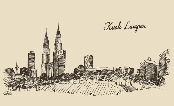 Schets van Kuala Lumpur stad — Stockvector