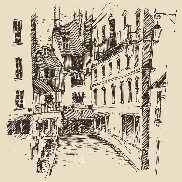 Rues dessinées à la main à Paris — Image vectorielle