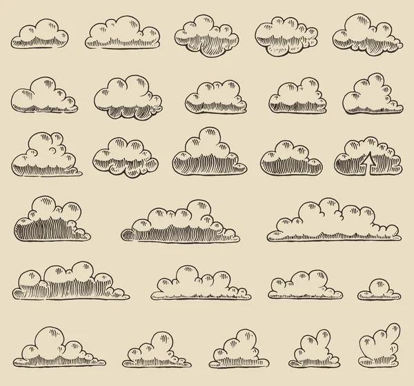 Hand drawn Retro clouds — Stock Vector