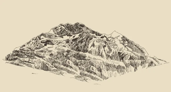 手の山の輪郭の描画 — ストックベクタ