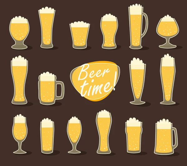 Set de Cerveza en vasos — Archivo Imágenes Vectoriales