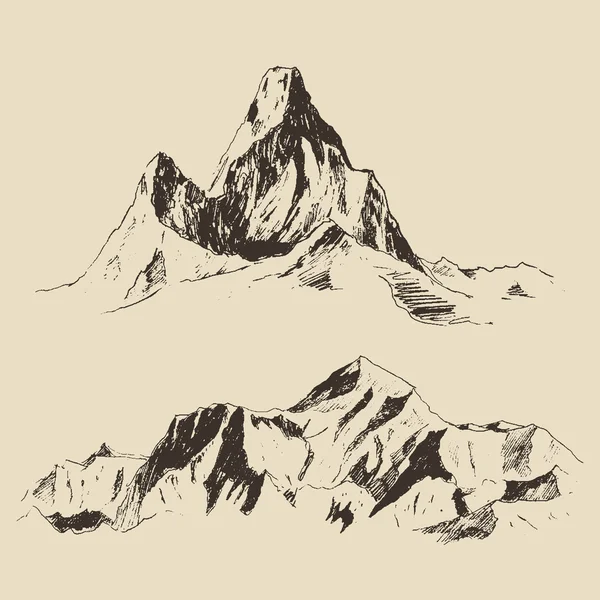 Handdrawn contours of the mountains — стоковый вектор