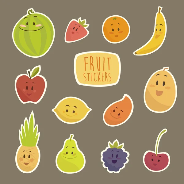 Divertidas frutas de dibujos animados — Archivo Imágenes Vectoriales