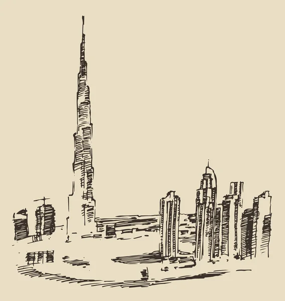 Sílhueta da cidade de Dubai — Vetor de Stock