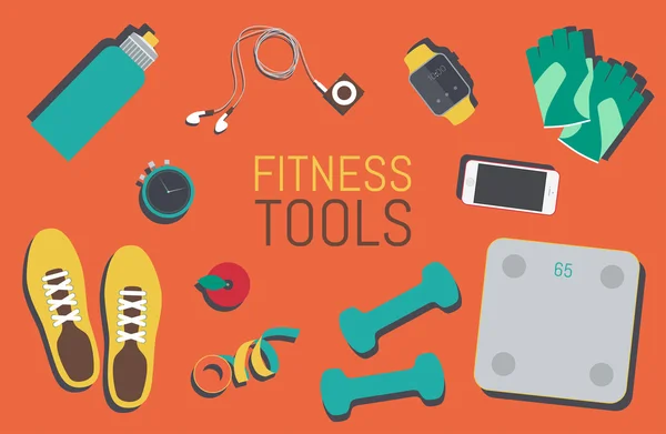 Set voor fitness tools — Stockvector