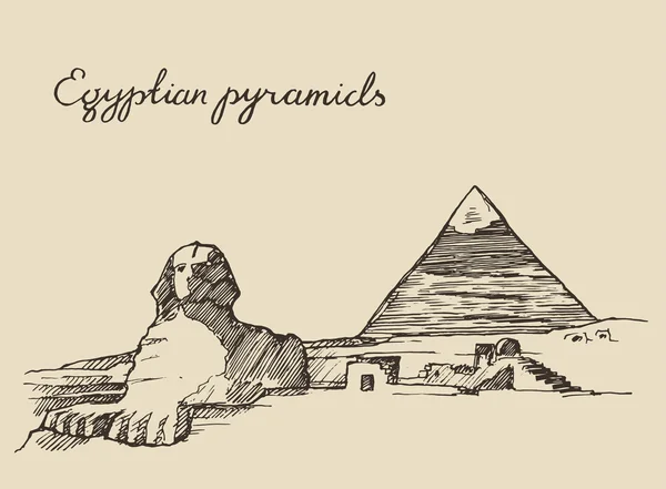 Pyramides et grand sphinx de Gizeh — Image vectorielle