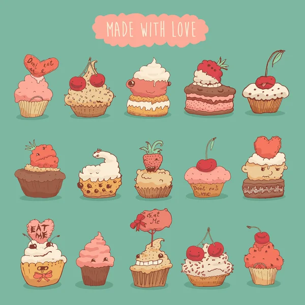 Set di cupcake dolci — Vettoriale Stock