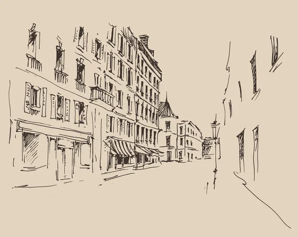 Rues dessinées à la main à Paris — Image vectorielle